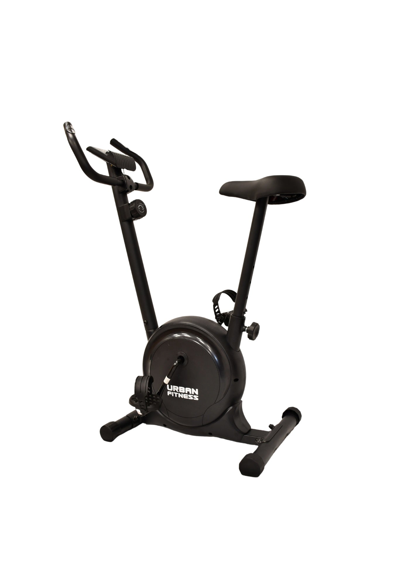 Urban Fitness Magnetic Exercise Bike by UFE with adjustable seat and handlebars, digital display, and sturdy frame for cardio workouts.