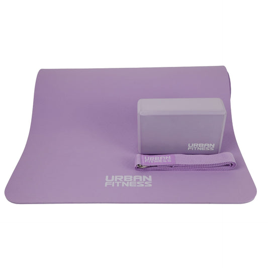 Urban Fitness Yoga Kit with mat, blocks, and strap, ideal for home or studio practice, sporting goods for yoga enthusiasts