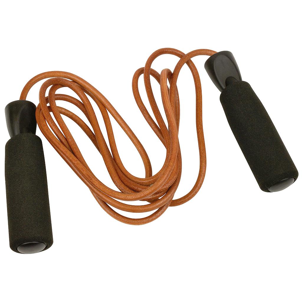 Urban Fitness 2.7m leather jump rope for cardio workouts, featuring leather handles and durable design for fitness training.