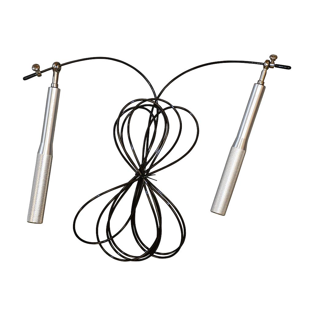 Urban Fitness Cable Jump Rope 3m, black and red sports rope with ergonomic handles for cardio workouts.