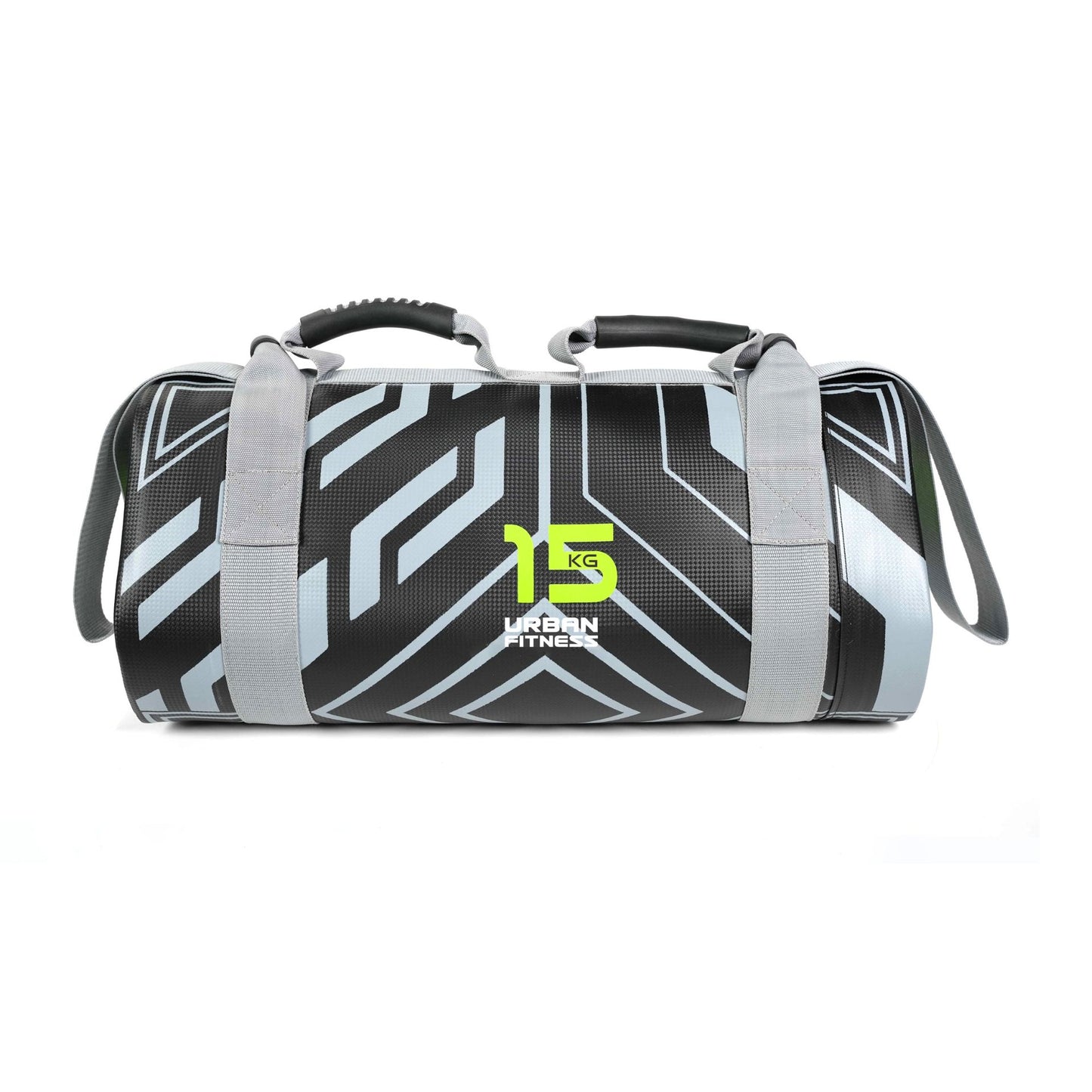 UFE Urban Fitness Power Bag in black with adjustable straps, designed for strength training and functional fitness workouts.