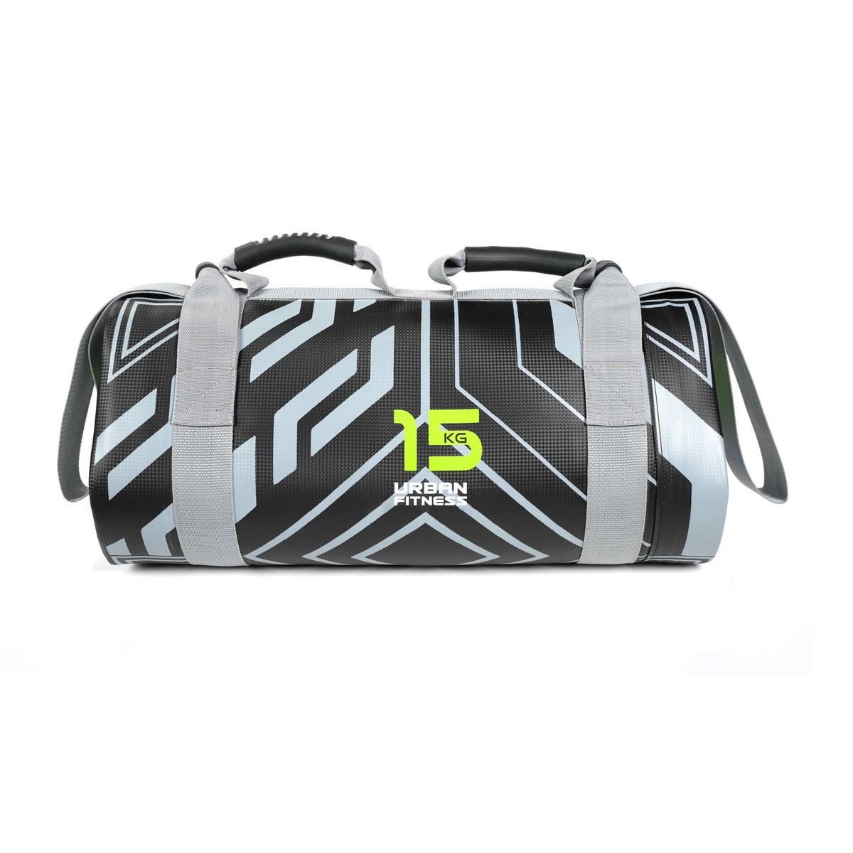 UFE Urban Fitness Power Bag in black with adjustable straps, designed for strength training and functional fitness workouts.