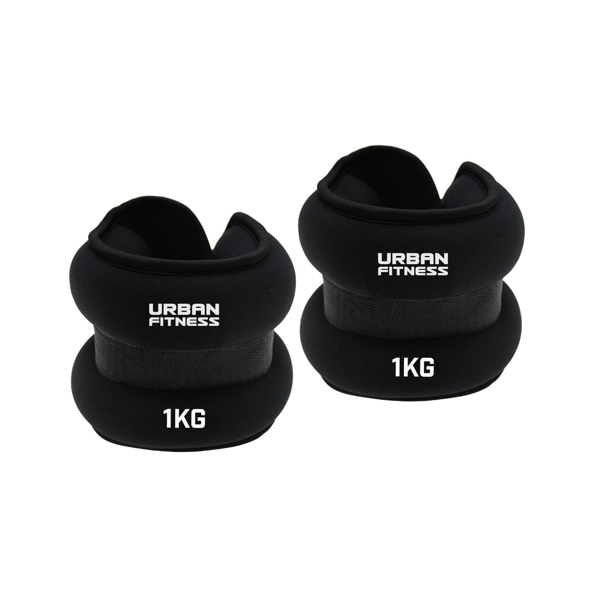 UFE Urban Fitness neoprene ankle and wrist weights with adjustable straps for strength training and fitness workouts.