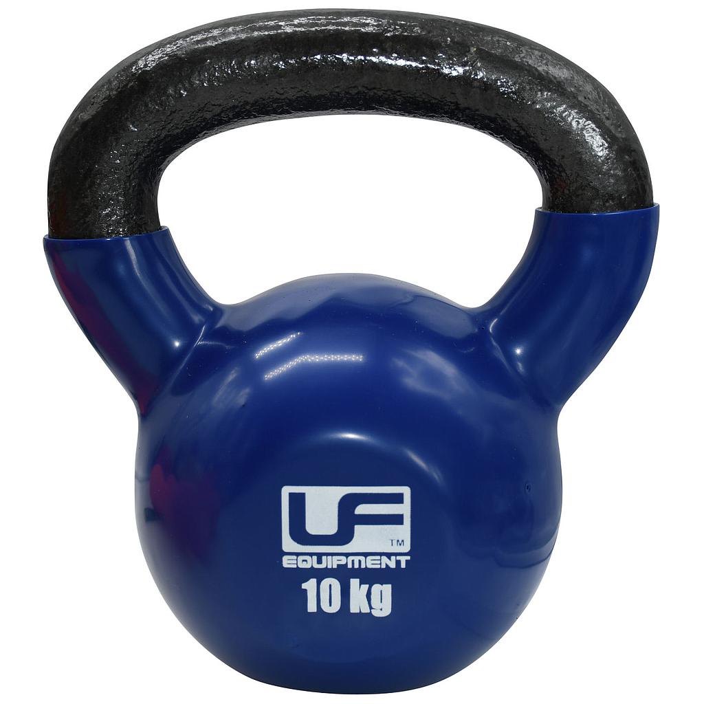 Urban Fitness cast iron kettlebell for strength training, featuring a black finish and UFE branding on the side.