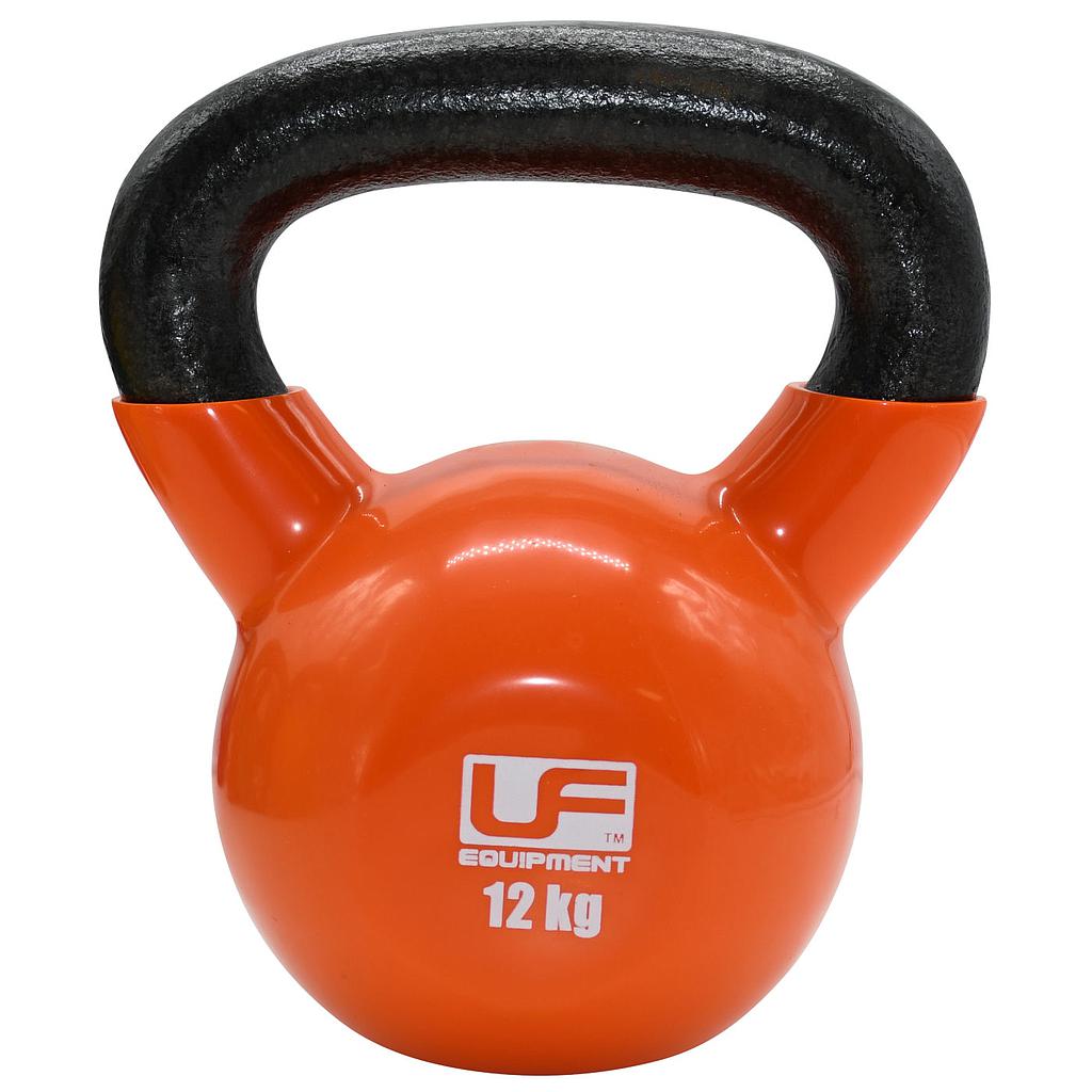 Urban Fitness cast iron kettlebell for strength training, black color, with UFE branding, suitable for home or gym workouts.