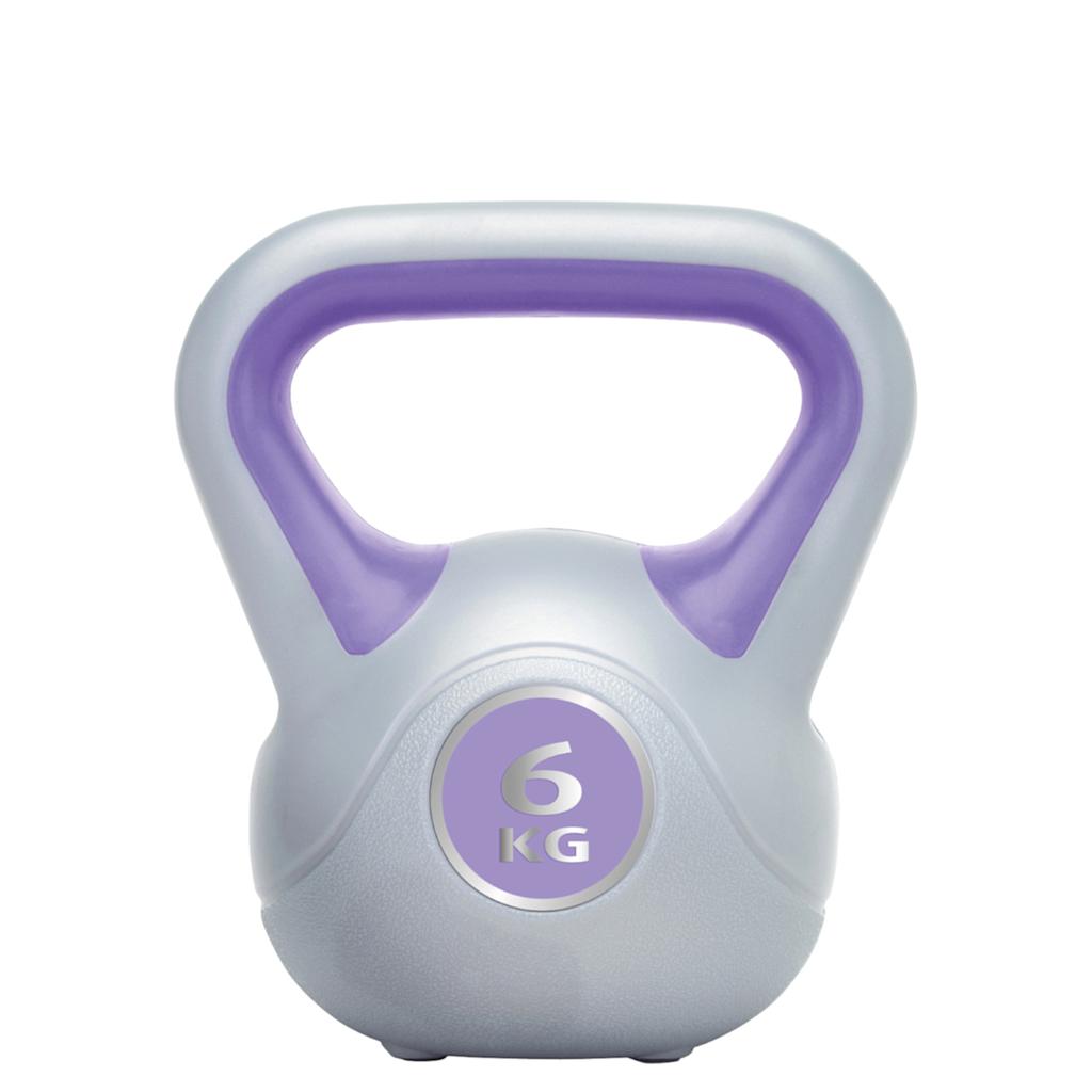 UFE Urban Fitness vinyl kettlebell in black with a handle for strength training and fitness workouts.