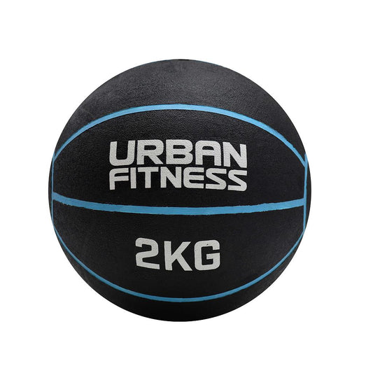 UFE Urban Fitness medicine ball in black with textured surface, used for strength training and core workouts in sporting goods.