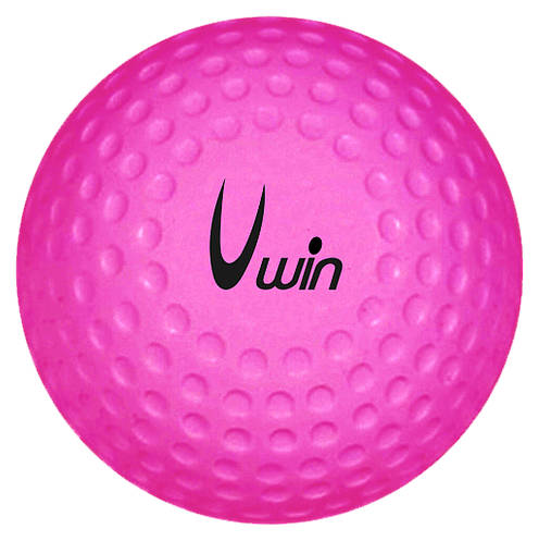 Uwin Dimple Hockey Ball for sporting goods, showing the textured dimpled surface and brand logo on the white hockey ball.