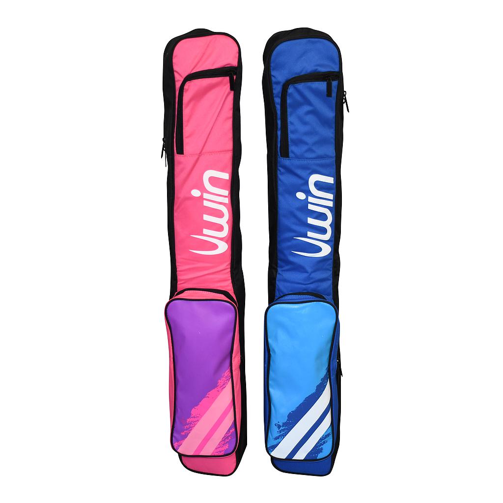 Uwin hockey bag in black and red with shoulder strap and multiple compartments, designed for sports equipment storage.