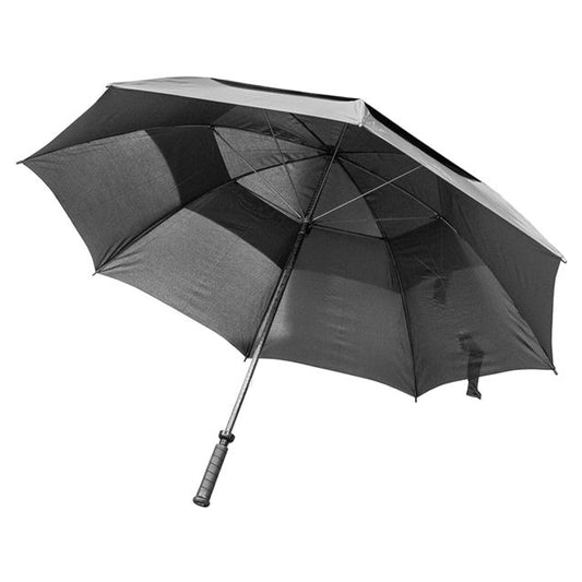 Longridge 60-inch windproof dual canopy golf umbrella open, showing its large, durable canopy designed for golfers in sporting goods.