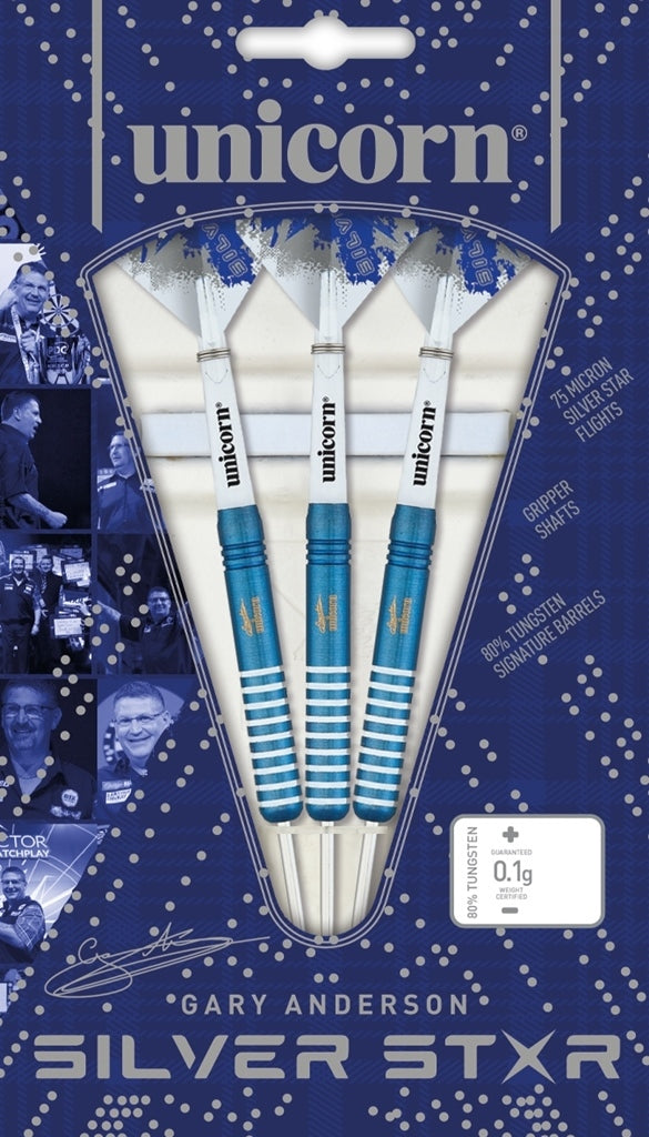 Unicorn Tungsten 80% Darts Silverstar Blue Anderson