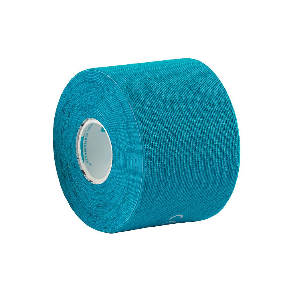 Ultimate Performance kinesiology tape pre-cut 50mm x 5m roll for sports injury support and muscle relief, in vibrant colors.