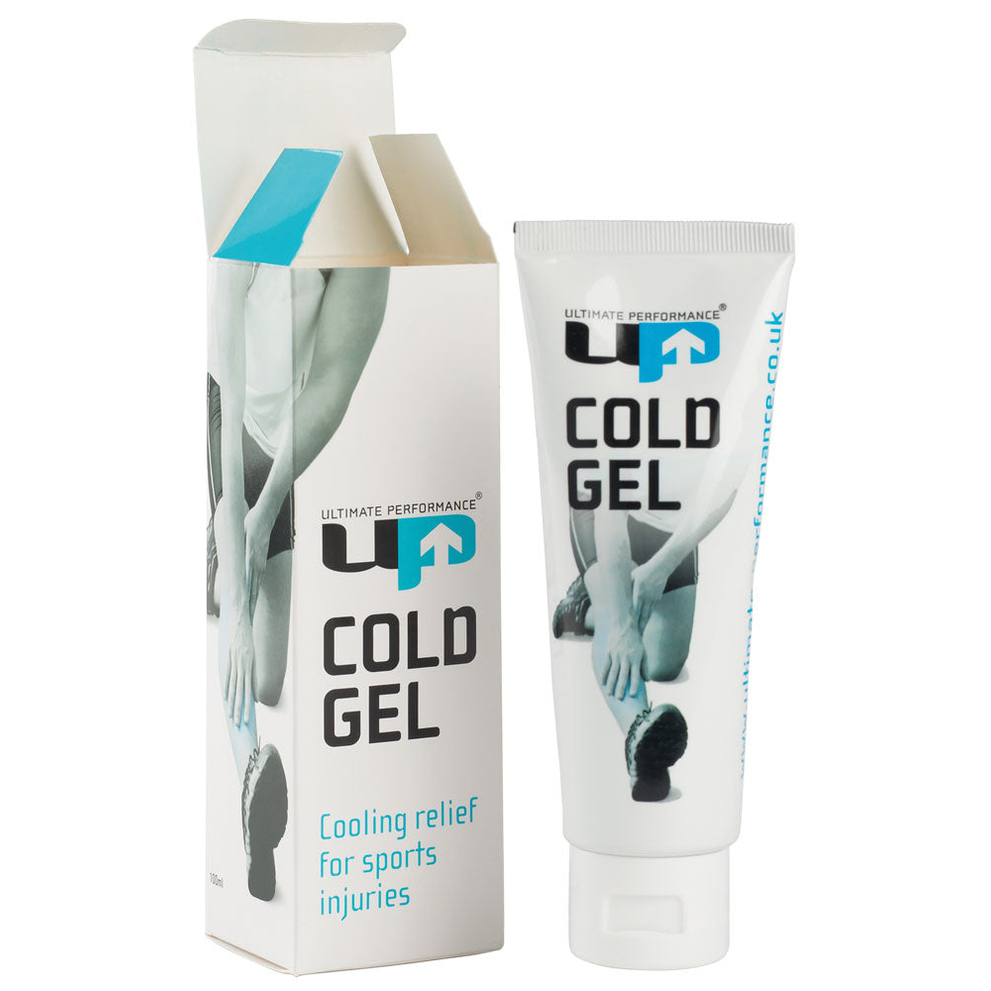 Ultimate Performance Cold Gel tube for sports injuries, designed to reduce pain and inflammation during athletic activities.