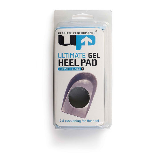 Ultimate Performance Gel Heel Pad for sporting goods, cushioned heel support with gel comfort in a neutral black color.