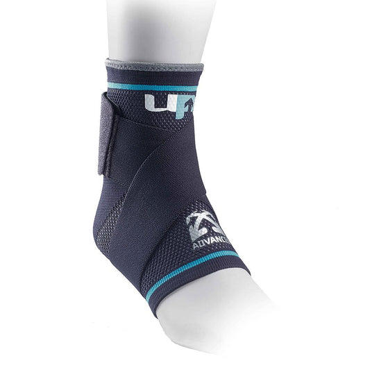 Ultimate Performance Advanced Compression Ankle Support in black, designed for stability and support during sports activities.