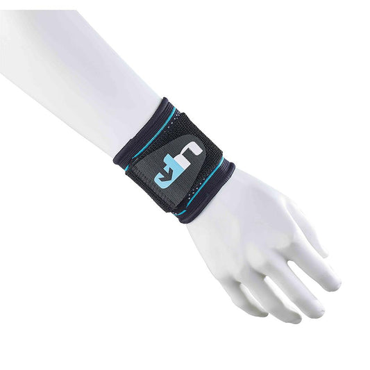 Black Ultimate Performance Advanced Compression Wrist Support with adjustable straps for added stability and support during sports.