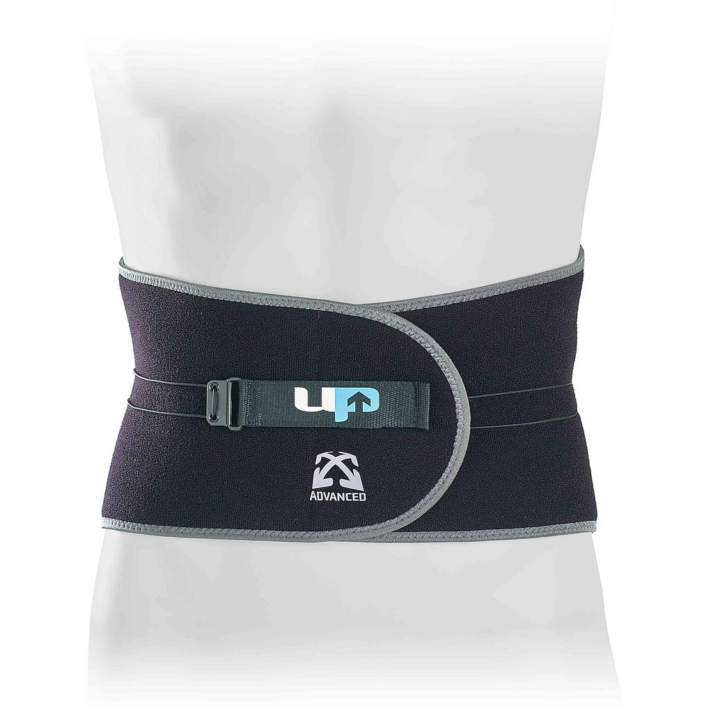 Ultimate Performance advanced back support brace with adjustable tension, designed for sporting goods and back pain relief.