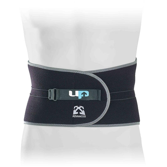 Ultimate Performance advanced back support brace with adjustable tension, designed for sporting goods and back pain relief.