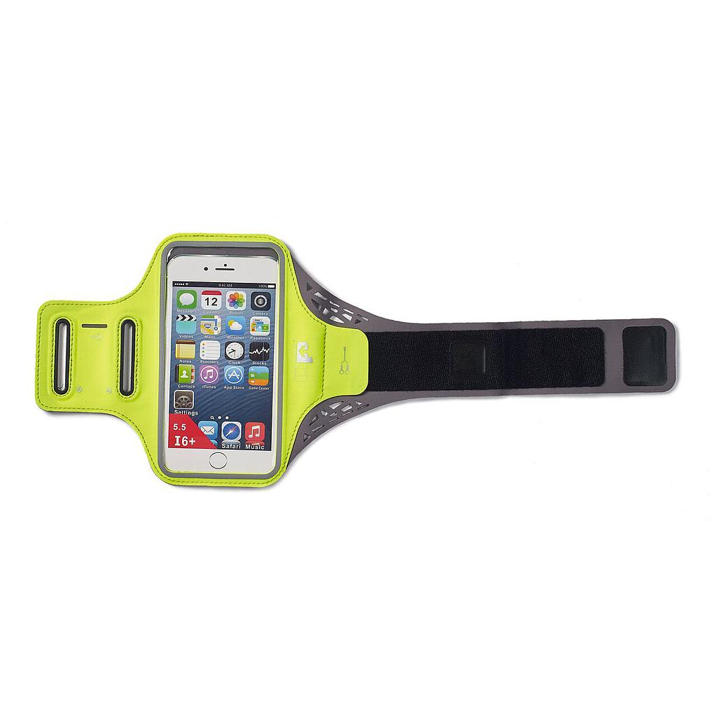 Ultimate Performance Ridgeway Armband Phone Holder for sports, black adjustable strap, fits smartphones comfortably during workouts.