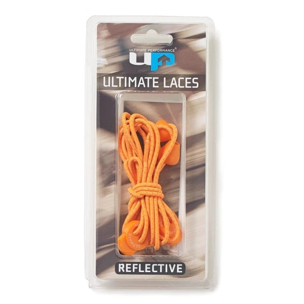 Reflective Ultimate Performance elastic no-tie shoelaces with lock, 118cm length, designed for sporting shoes.