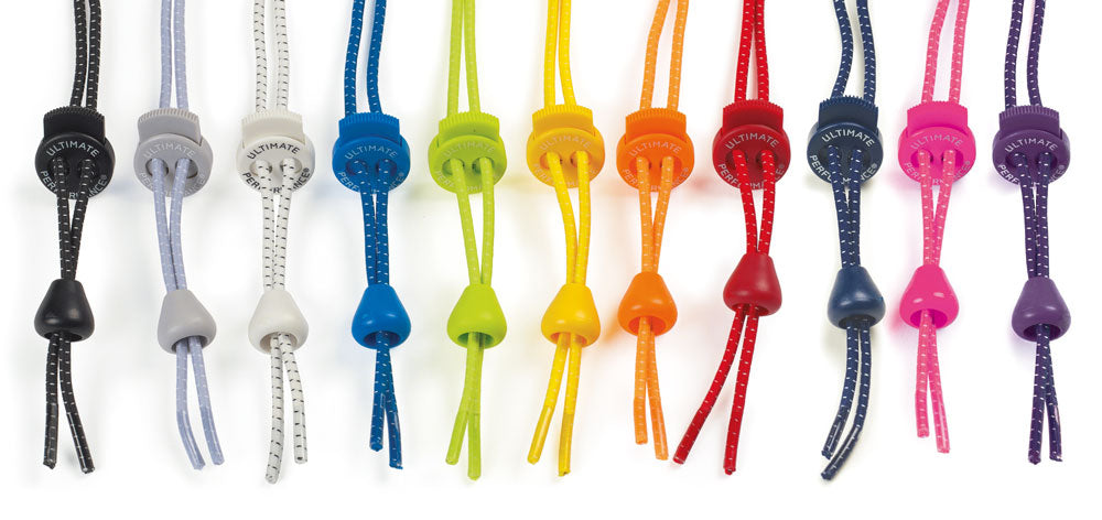 Reflective Ultimate Performance elastic no-tie shoelaces with lock, 118cm, designed for sporting goods, shown with reflective features.