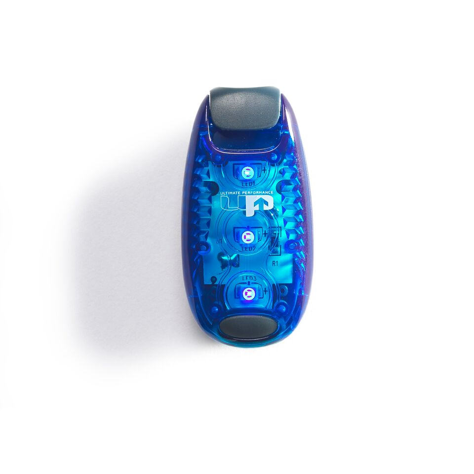 Ultimate Performance Eddystone Clip-On LED Light for sporting goods, showing the compact clip-on design and bright LED bulb.