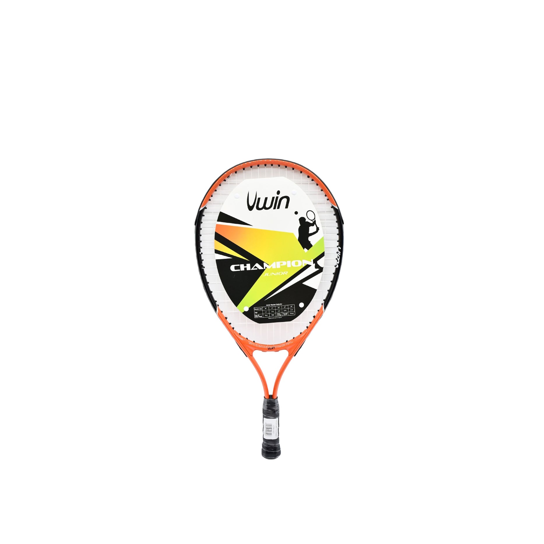 Uwin Champion Junior tennis racket with lightweight frame and colorful grip, ideal for young players learning tennis.