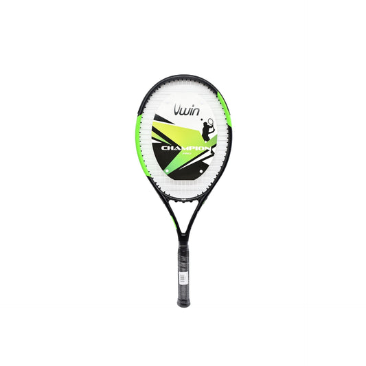 Uwin Champion PRO tennis racket with graphite frame and ergonomic grip, suitable for competitive tennis play.