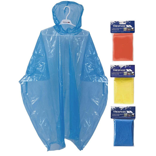 Trespass Drylite Emergency Poncho in bright yellow, waterproof outdoor gear for rain protection and emergency use.