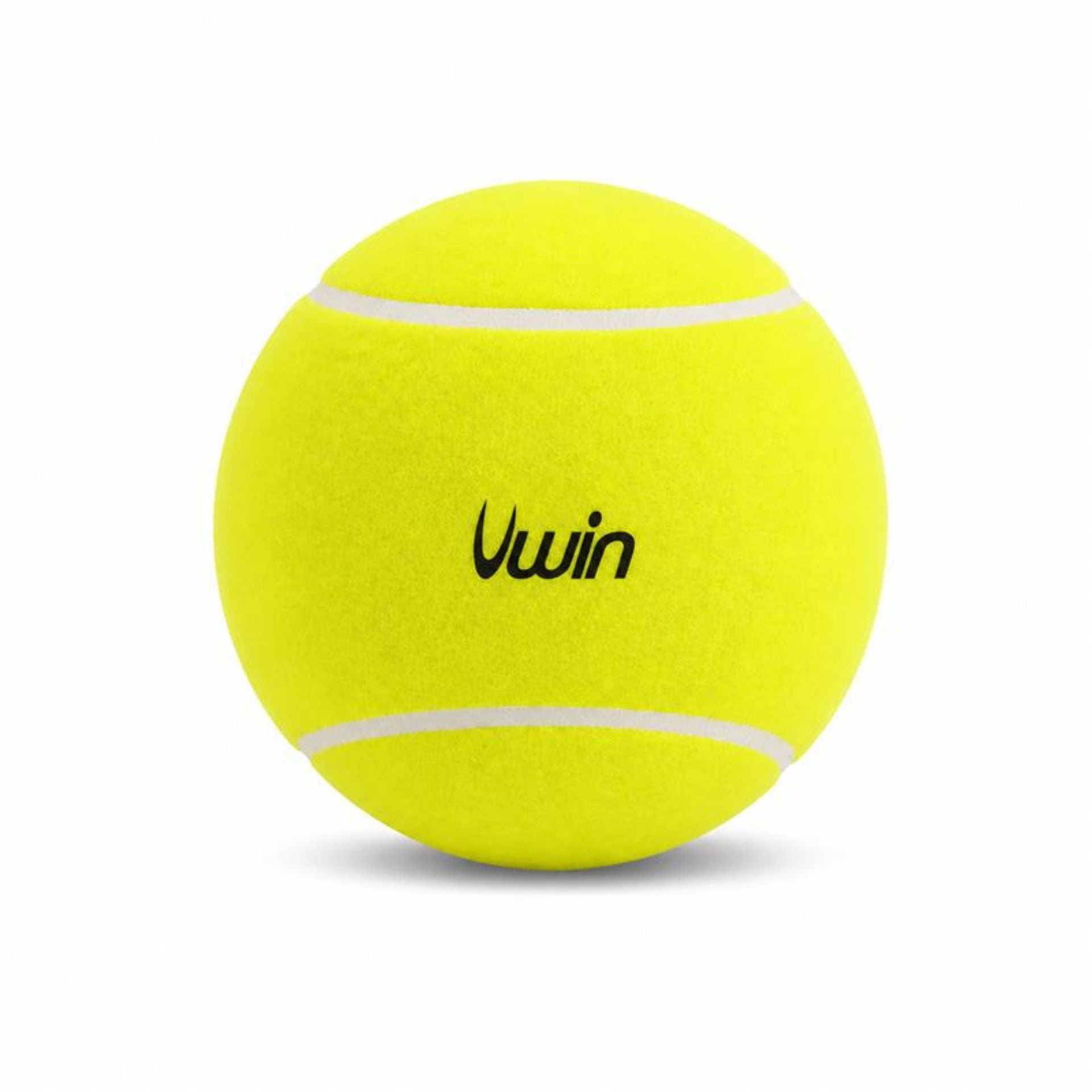Large Uwin Giant Tennis Ball for sports and outdoor play, made of durable rubber with a bright yellow surface.