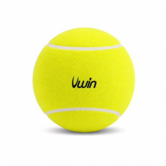 Large Uwin Giant Tennis Ball for sports and outdoor play, made of durable rubber with a bright yellow surface.