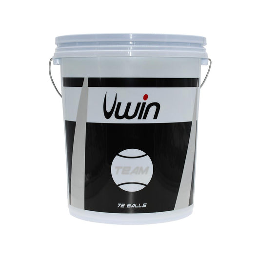 Uwin Team pressureless tennis balls in a bucket, sporting goods, ideal for practice and match play, durable and high-performance.