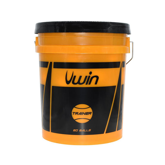 Uwin Trainer tennis balls in a bucket, sporting goods, 60 durable tennis balls for practice and play.