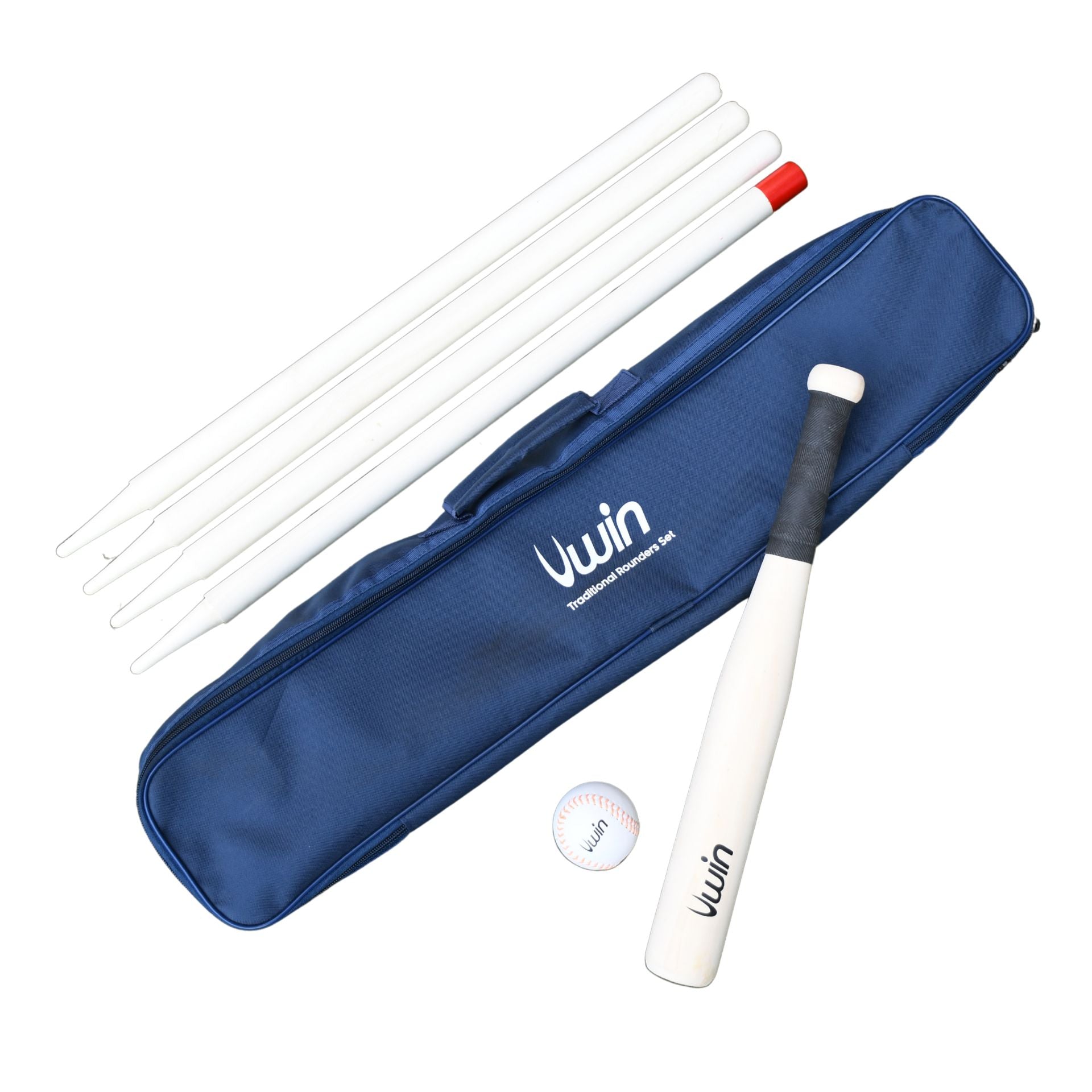 Uwin Traditional Rounders Set with wooden bats and balls, ideal for outdoor sports and team play.