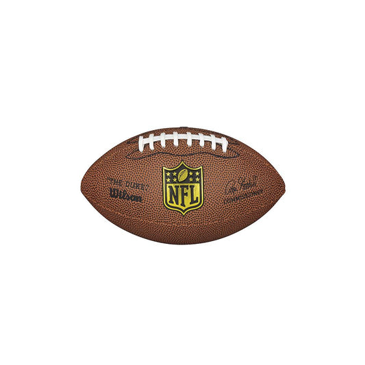 Wilson NFL Micro American Football showing detailed leather texture and Wilson logo on the surface.