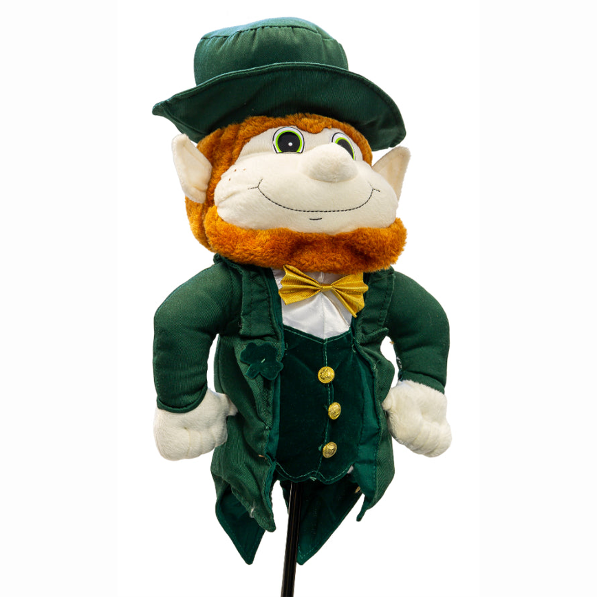 Longridge Leprechaun headcover for golf clubs, green and playful design, made by Longridge, perfect for protecting golf driver clubs.
