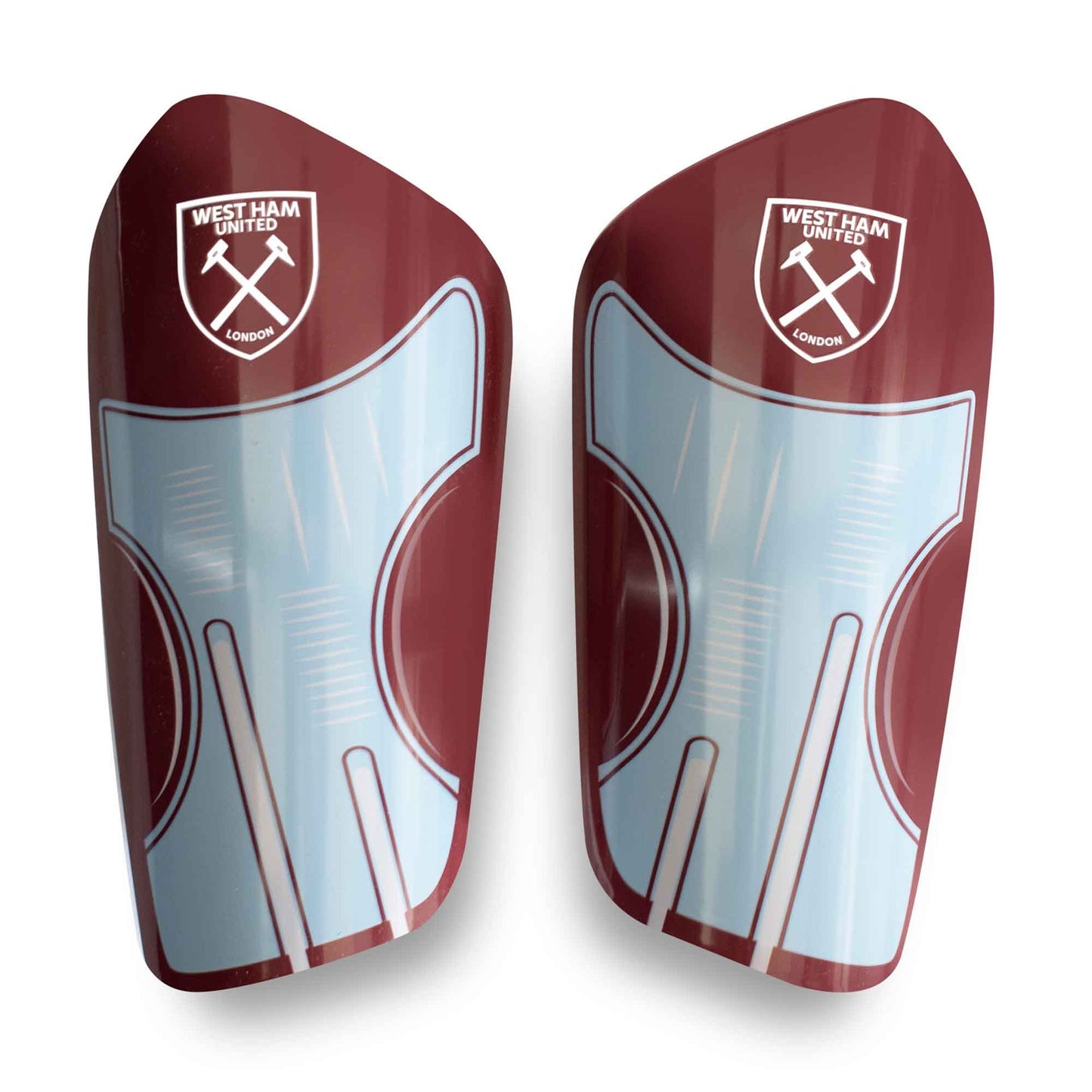 Team Merchandise slip-in shin guards for sports, featuring adjustable straps and protective padding for soccer or football.