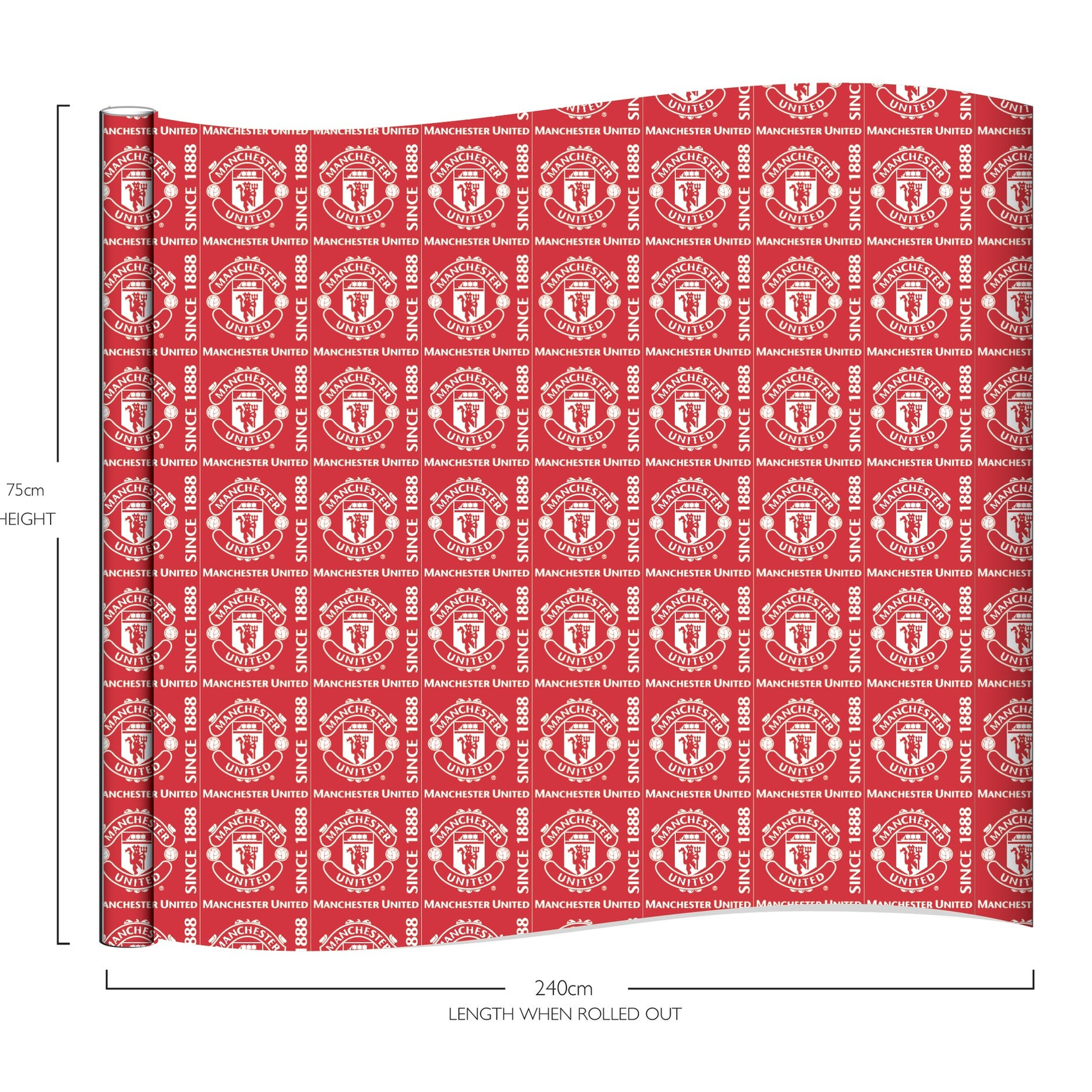 Foco team merchandise Christmas gift wrap paper with festive sports-themed design, measuring 70cm by 240cm.