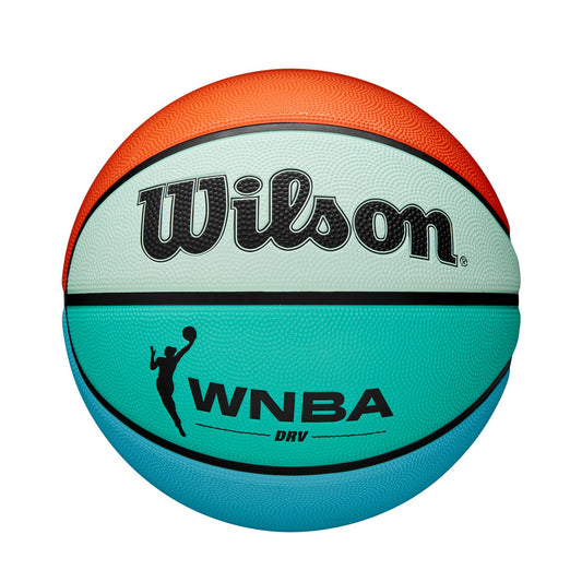 Wilson WNBA DRV Bright basketball in orange with bold white branding, designed for indoor and outdoor basketball play.