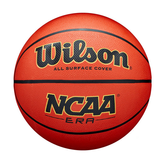 Wilson NCAA Era basketball with orange and black panel design, sporting goods for indoor and outdoor play.