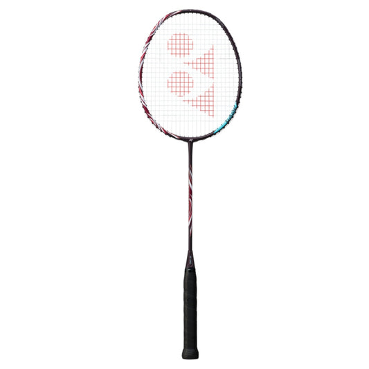 Yonex Astrox 100 Game badminton racket with black and red design, lightweight frame, and ergonomic grip for powerful smashes.