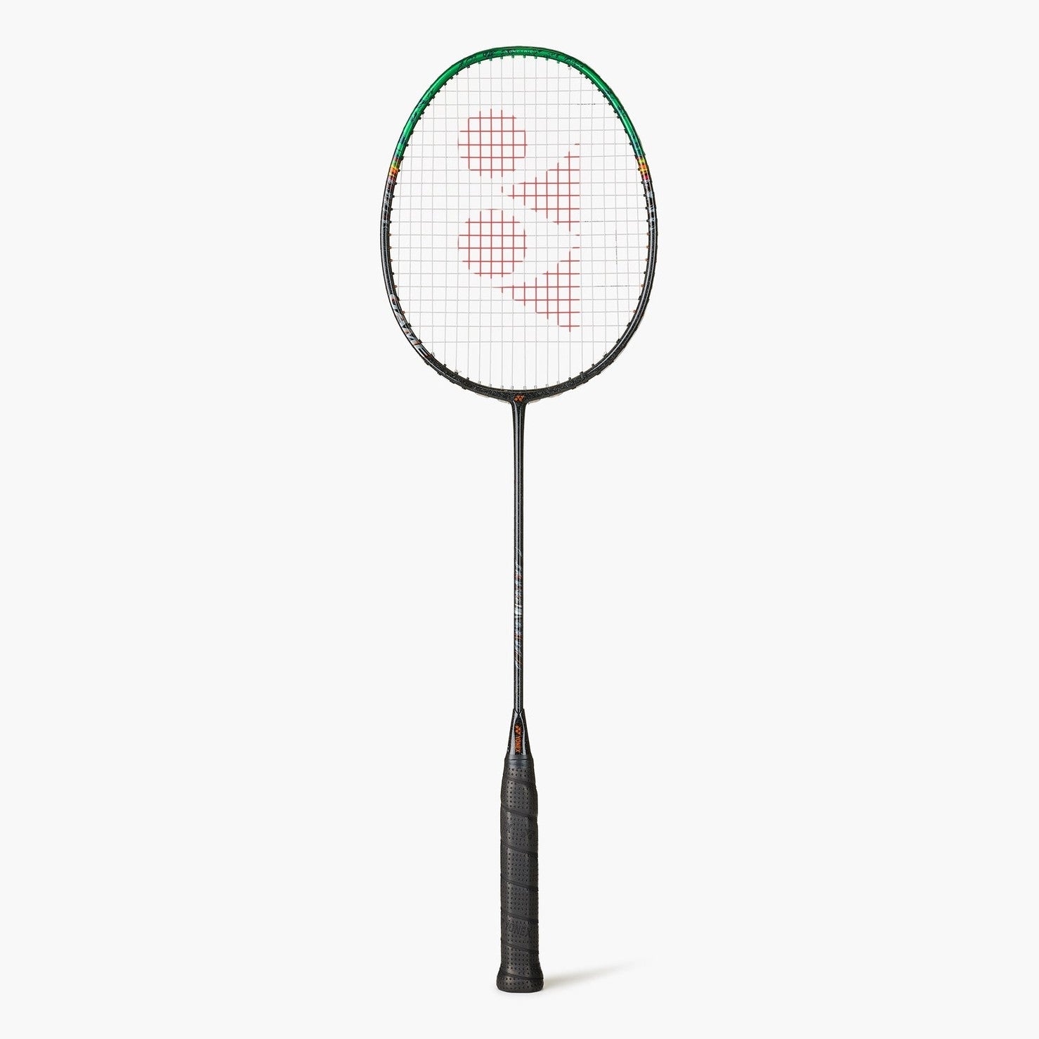 Yonex Astrox 99 Game badminton racket with black and red design, lightweight frame, and aerodynamic shaft for powerful smashes.