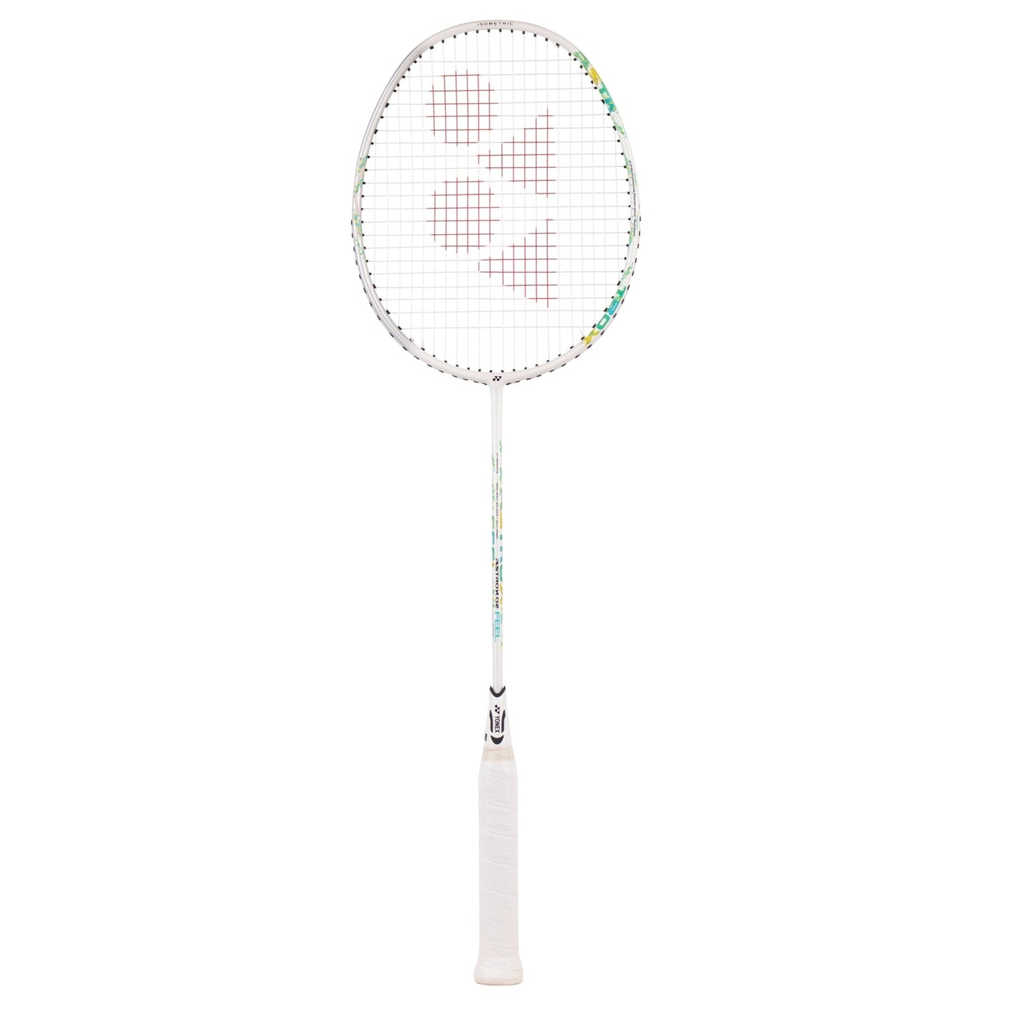 Yonex Astrox 02 Feel badminton racket with lightweight frame and orange accents, designed for powerful smashes and quick swings.