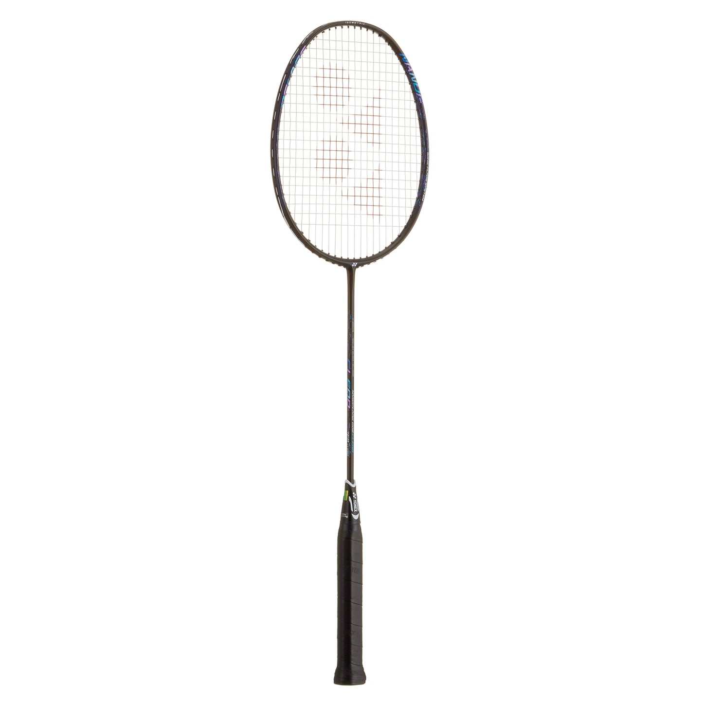 Yonex Nanoflare 002 badminton racket with lightweight frame and red and black design, ideal for fast, powerful shots.