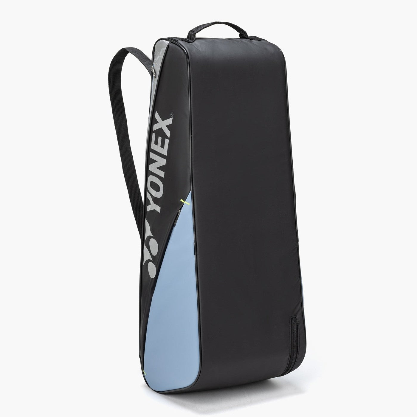 Yonex 6-piece badminton club racquet bag with multiple compartments and shoulder strap for easy carrying.