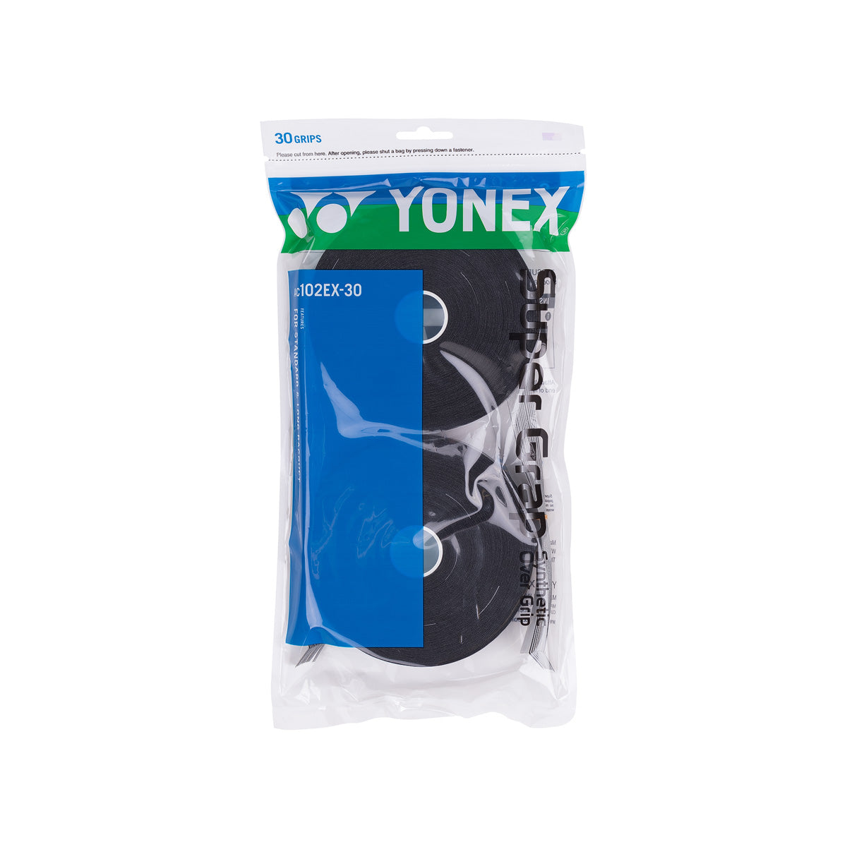 Yonex Wet Super Grap X30 badminton grip in black with textured surface for improved grip and control.
