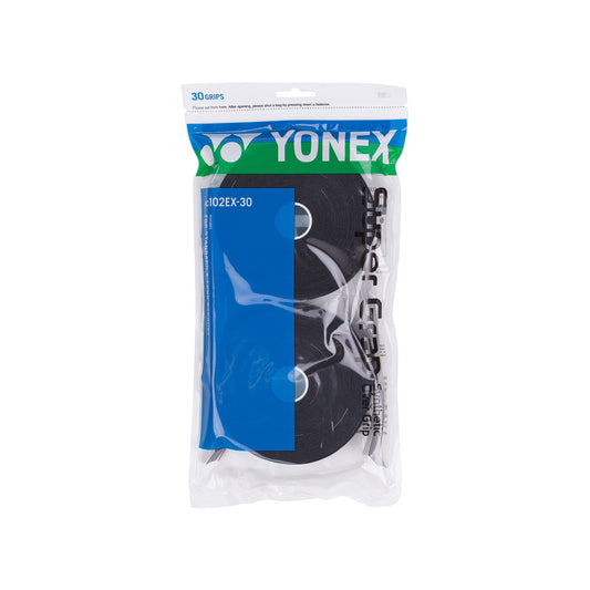 Yonex Wet Super Grap X30 badminton grip in black with textured surface for improved grip and control.