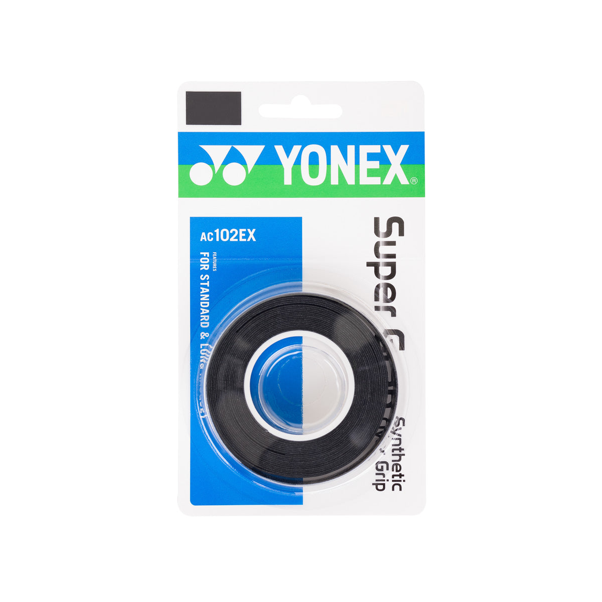 Black Yonex Wet Super Grap X3 badminton grip showing textured surface and branding for secure hold during play.