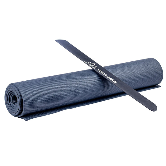 Black Fitness-Mad Yoga Mad yoga mat slap band with adjustable strap and elastic design for secure fit during workouts.