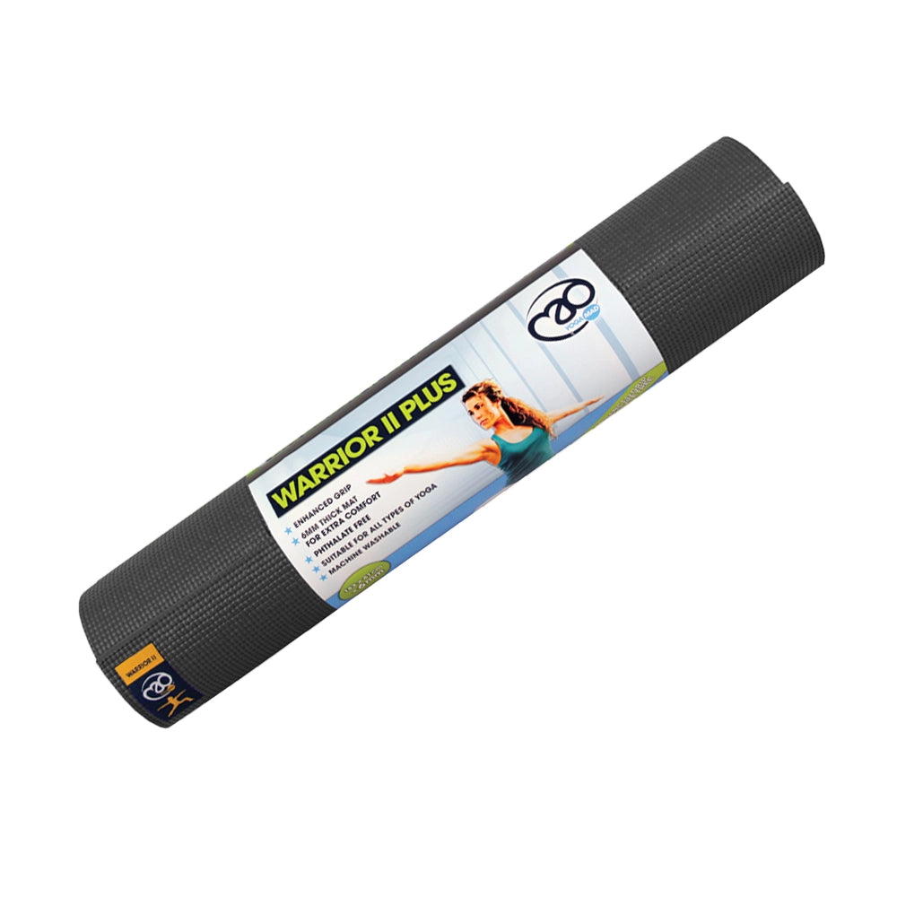 Fitness-Mad Yoga-Mad Warrior II Plus 6mm yoga mat with textured surface for grip and comfort during exercise routines.